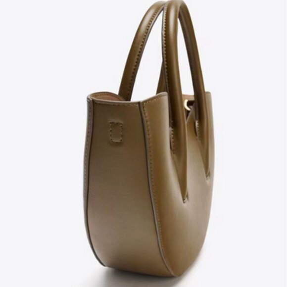 Trendy Oval Mini Shopper Bag, Half-Moon Crossbody PU Leather, New Trending - Picture 6 of 6